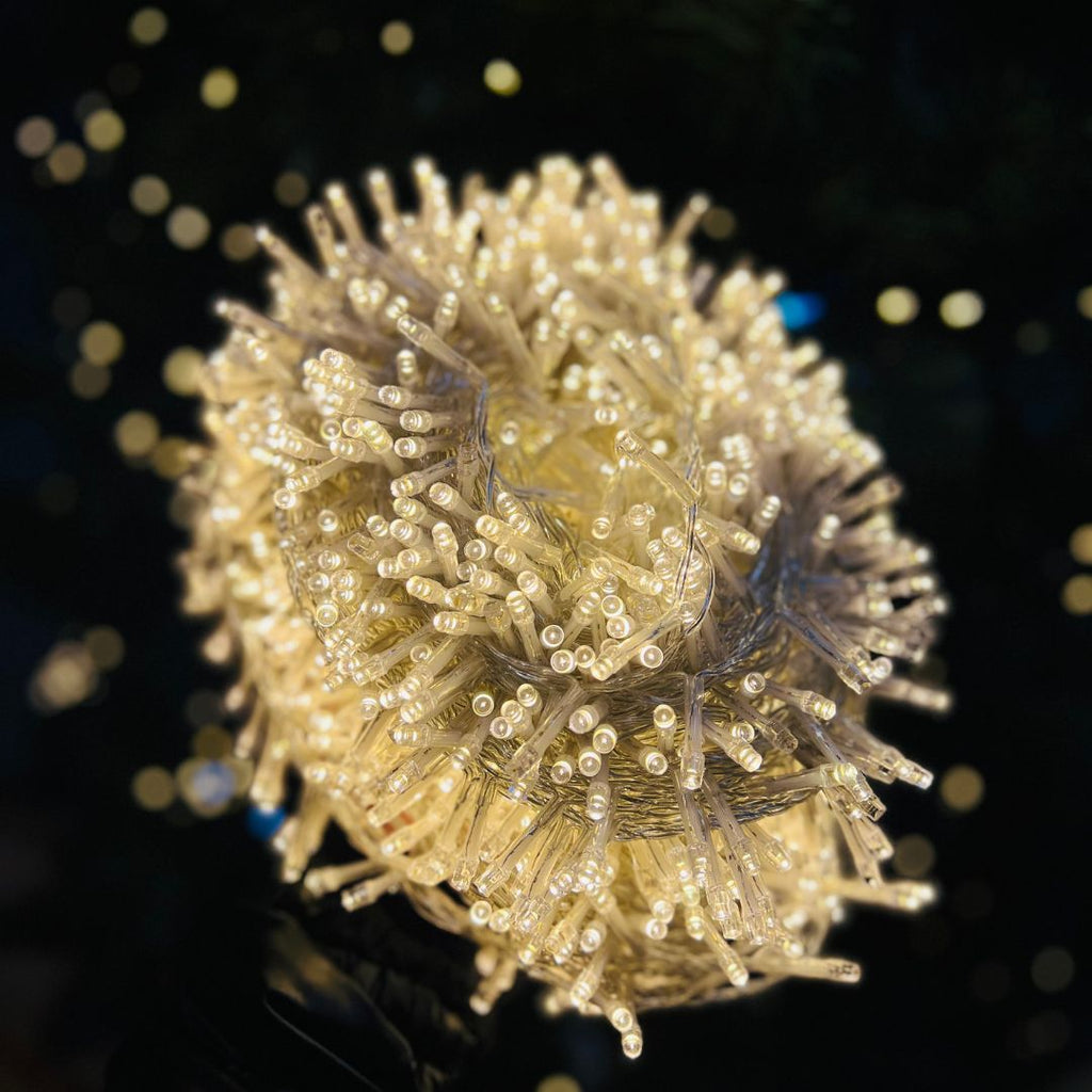 Pisca Estrobo 40 Metros - 1400leds Fio Transparente Branco Quente (bivolt)