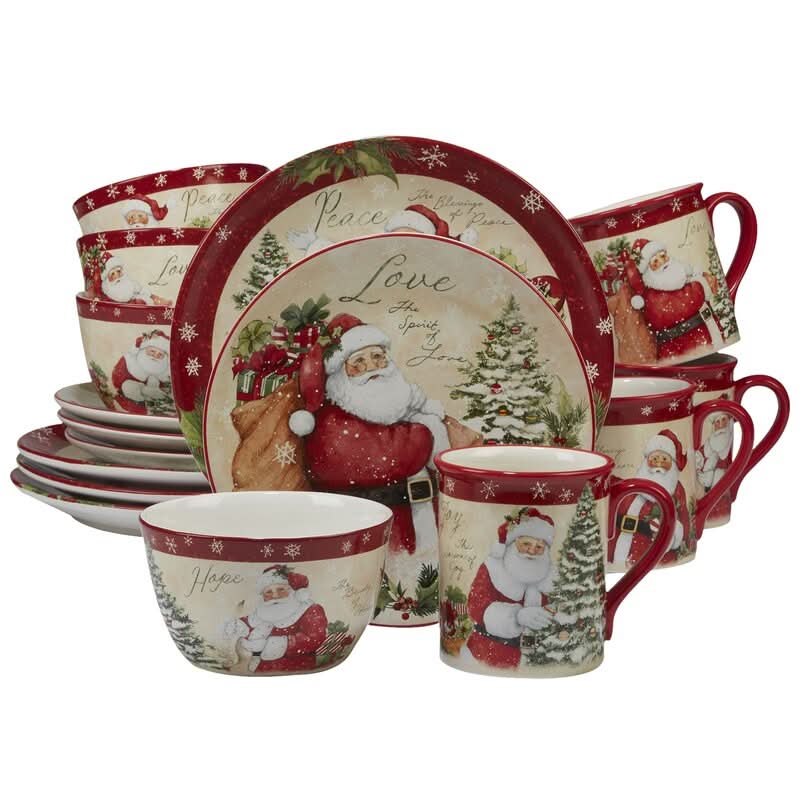Conjunto de Louça de Natal Holiday Wishes – 16 Peças