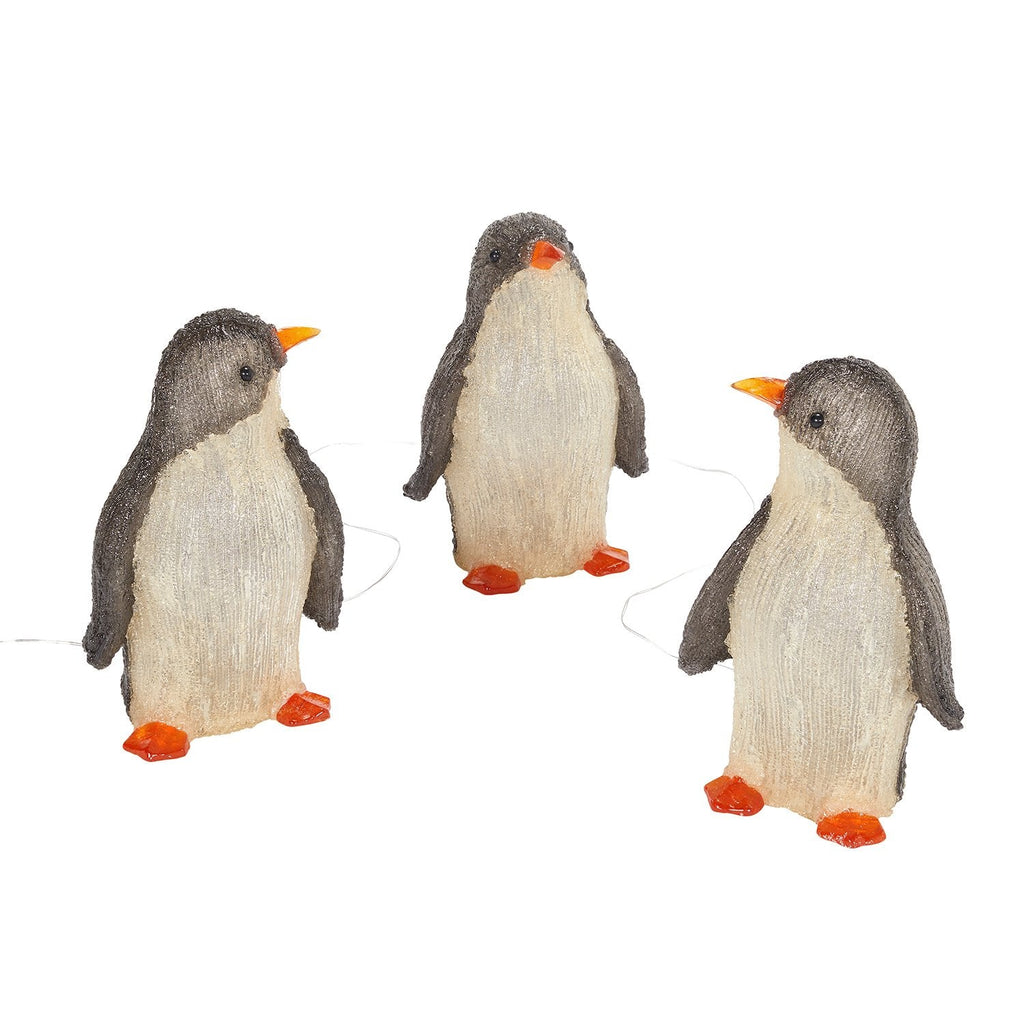 Trio de pinguim acrílico para exterior
