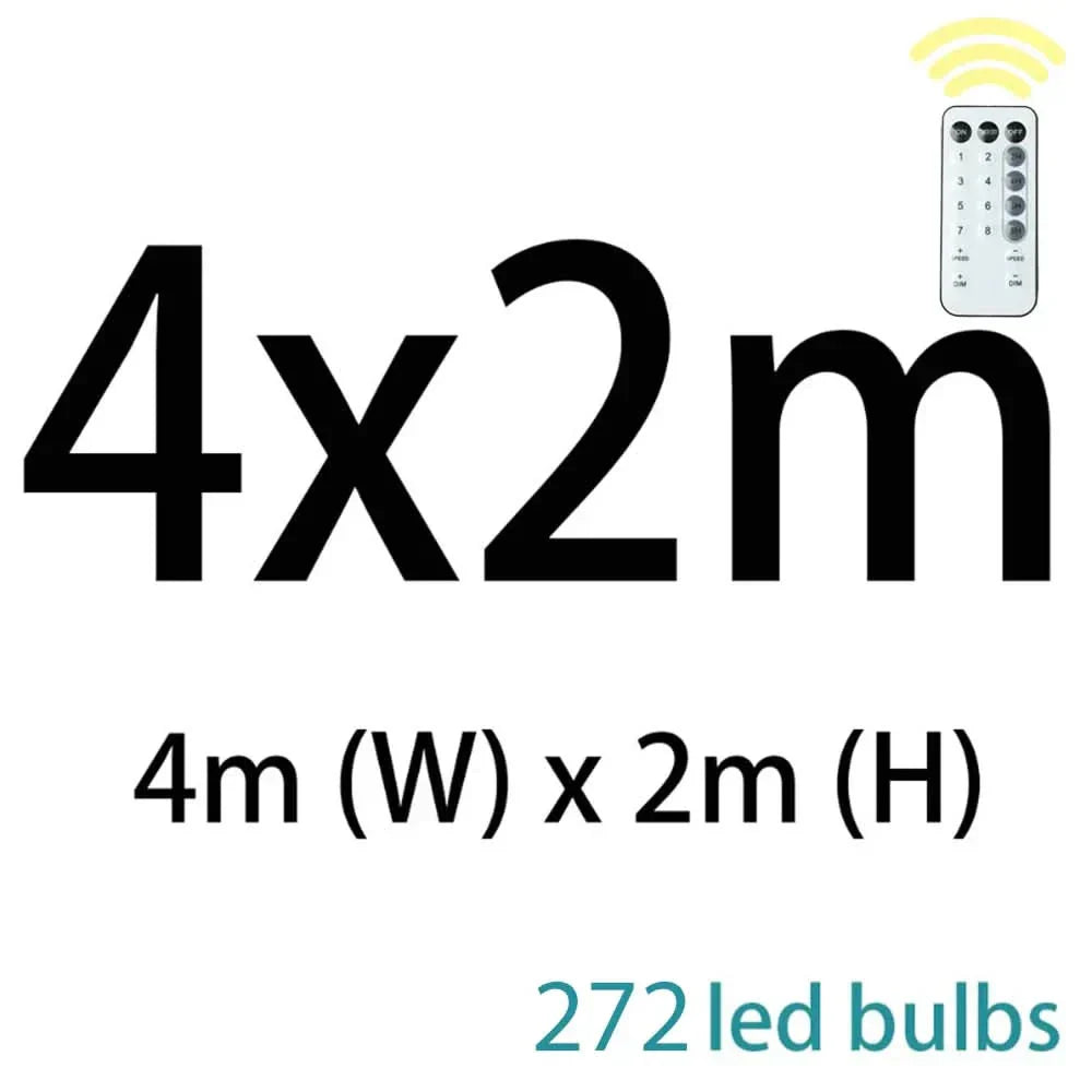 Cortina de Luzes de Fadas LED com Controle Remoto para Natal