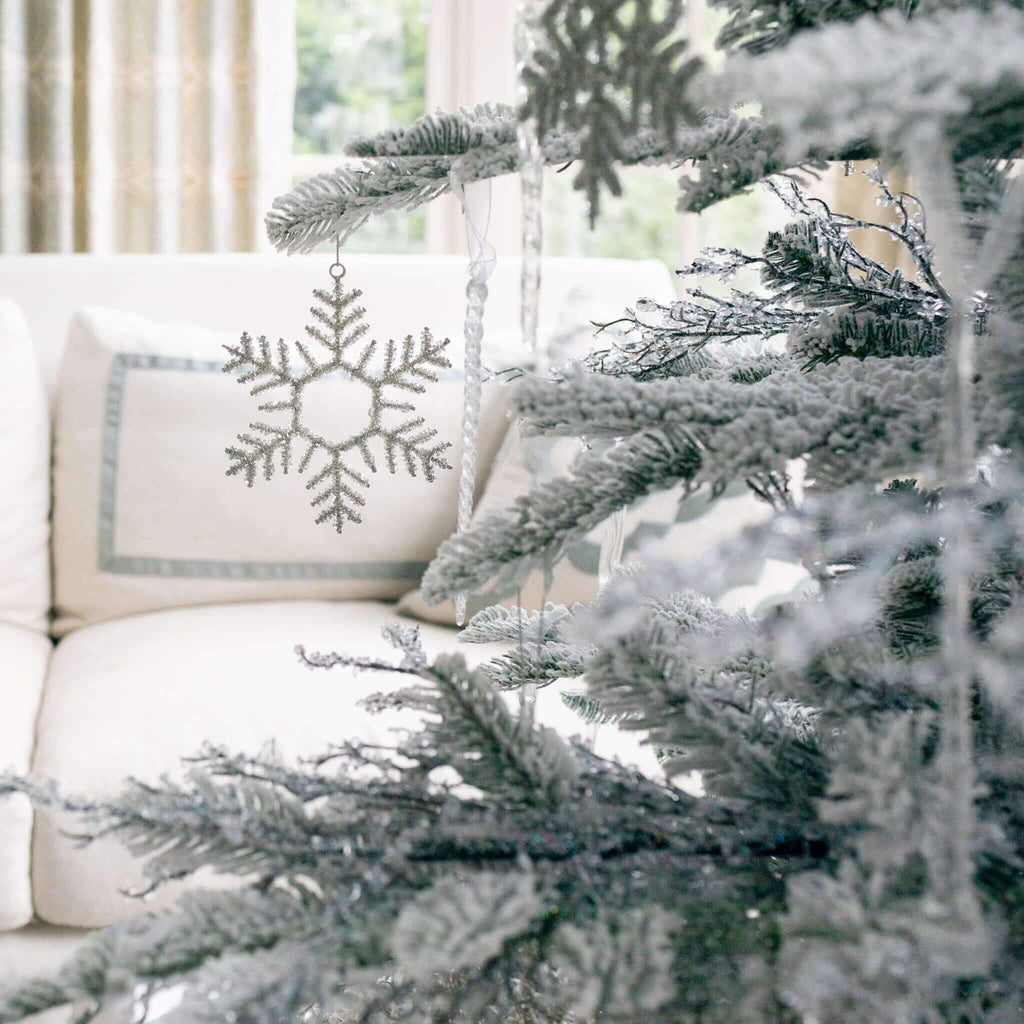 Kit 12 Enfeites De Floco De Neve Com Miçangas