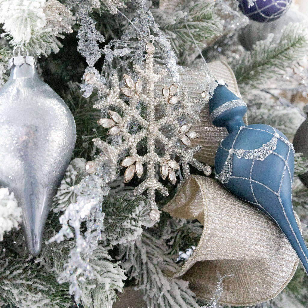 Kit 12 Enfeites De Floco De Neve Com Miçangas