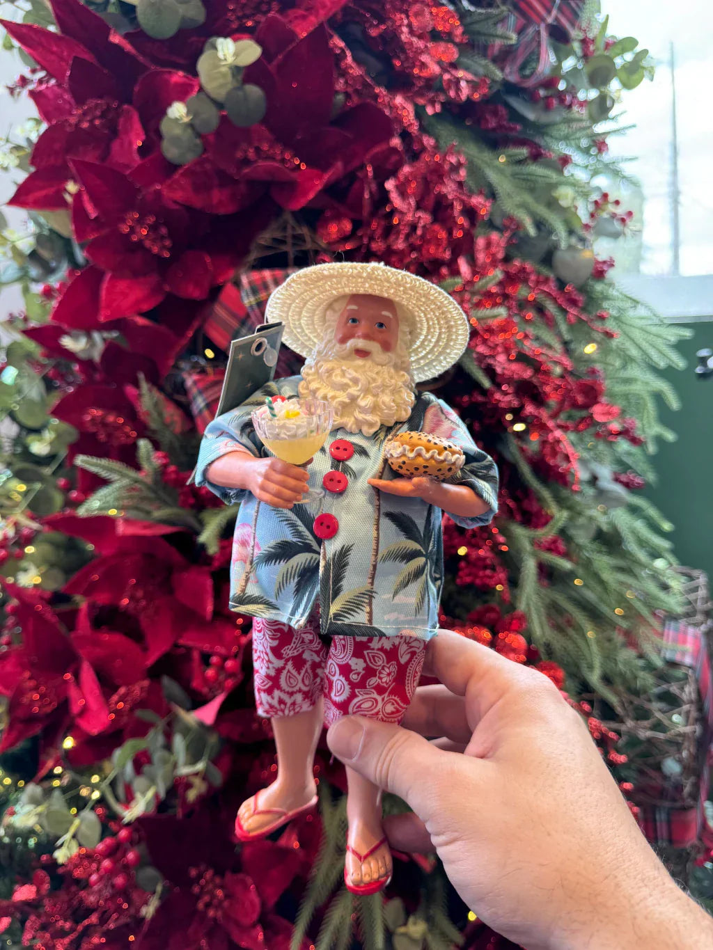 Papai Noel de Praia em Pé 28cm - Pré venda