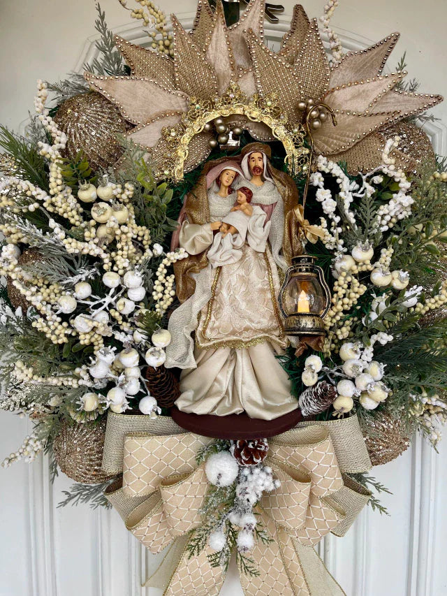 Guirlanda De Natal Sagrada Família C/ Led 65cm Nude