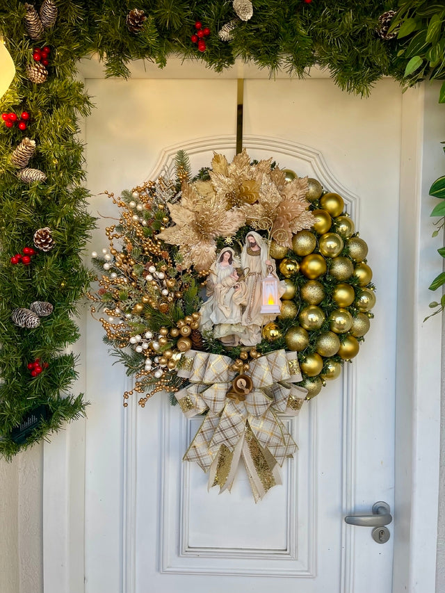 Guirlanda De Natal Sagrada Família C/ Led 65cm