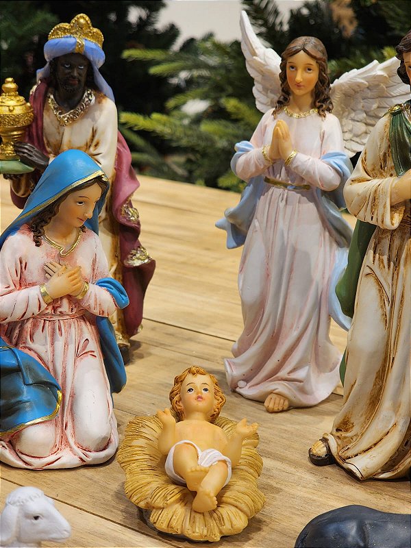 PRESÉPIO DE RESINA LUXO 11 PÇS - 20CM