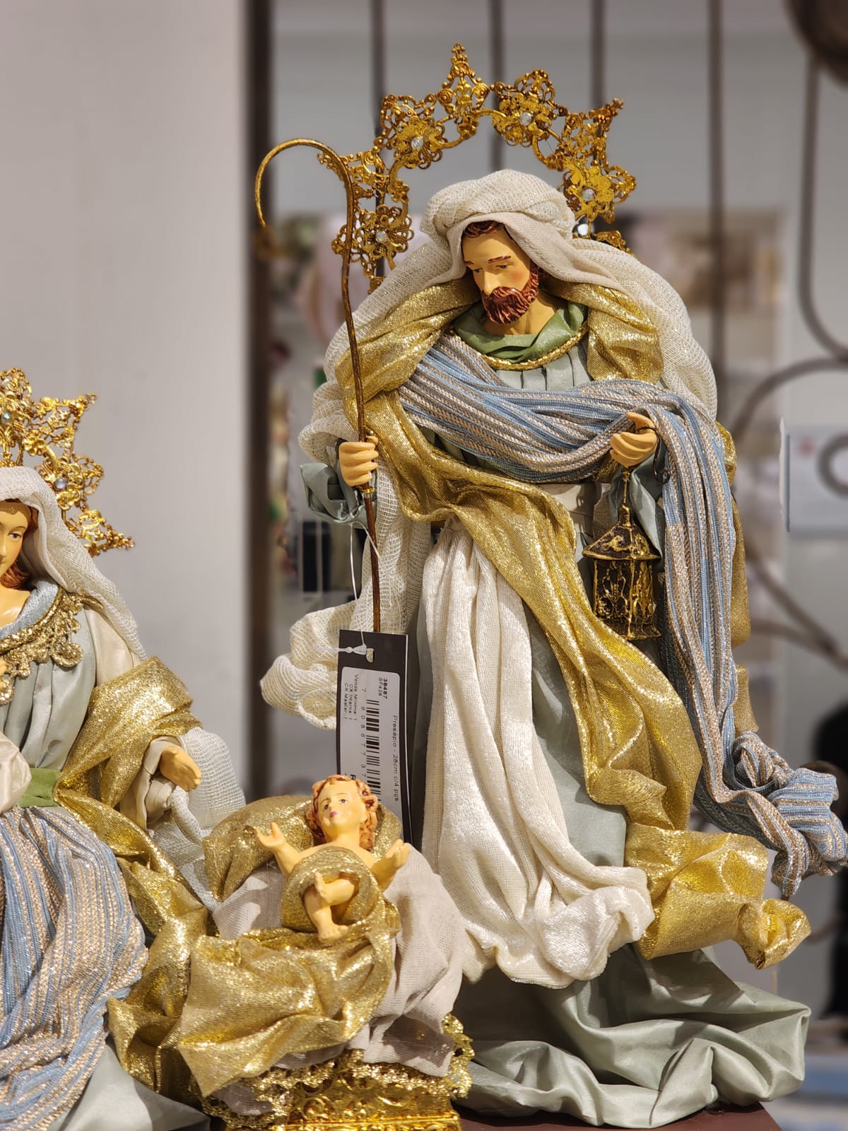 PRESÉPIO DE LUXO SACRA AZUL 28CM 4 PÇS